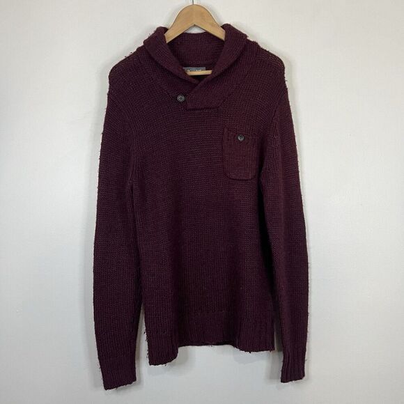 Bonobos Burnt Red Alpaca Wool Blend Shawl Collar Pullover Slim Sweater Medium - Picture 1 of 6